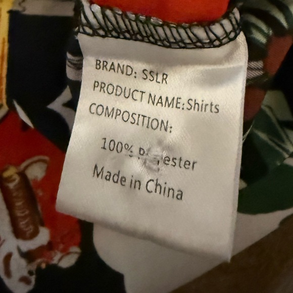 SSLR Hawaiian Christmas Shirt XL Black Tropical Santa Surfing Holiday Button-Up - Picture 8 of 8